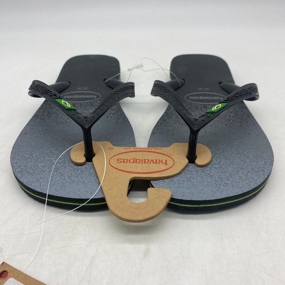 Havaianas Brazil Fresh Black Flip Flops Size 9/10 Women's / 8 Men's - Picture 1 of 9